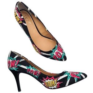Brand new Women’s Black Comic Pop Art Pointed Toe Pumps Inc black pow size 8